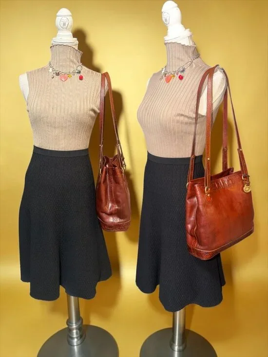 VTG Brahmin Tuscan Bucket Bag Chestnut Leather Croc Embossed Trim 90s USA Charm - Picture 3 of 12